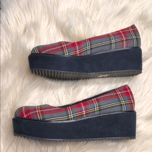 C. Label Chunky Plaid Platform Shoes Womens 7.5 - Picture 4 of 6